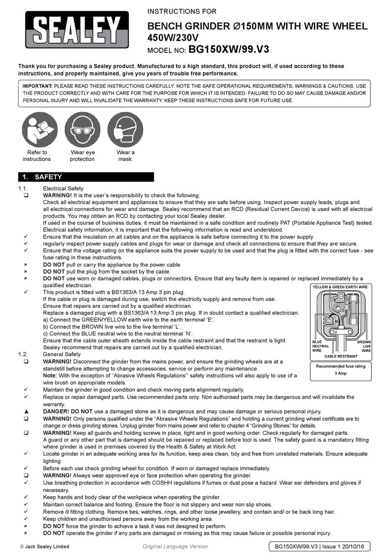 Sealey BG150XW/99.V3 User manual Sealey BG150XW/99.V3 User manual