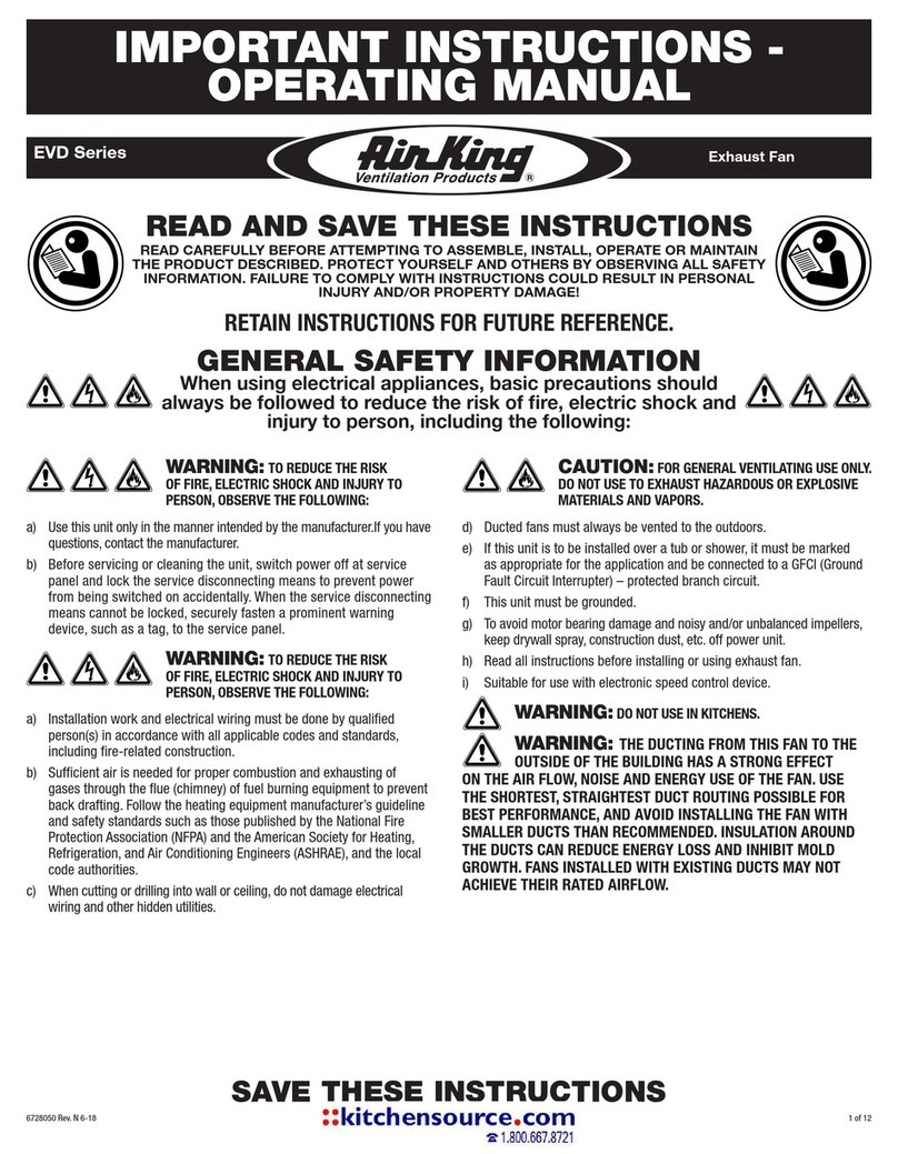 Air King EVD Series operating manual
