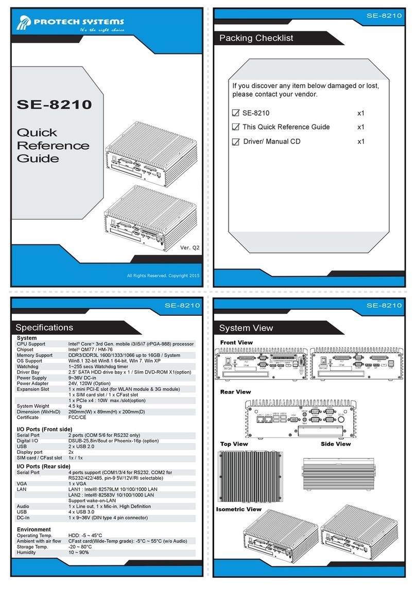 Protech Systems SE-8210 Quick reference guide