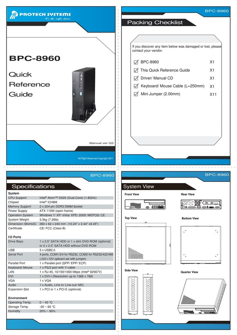 Protech Systems BPC-8960 Quick reference guide