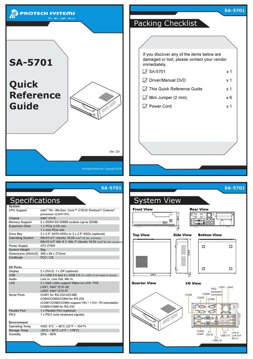 Protech Systems SA-5701 Quick reference guide