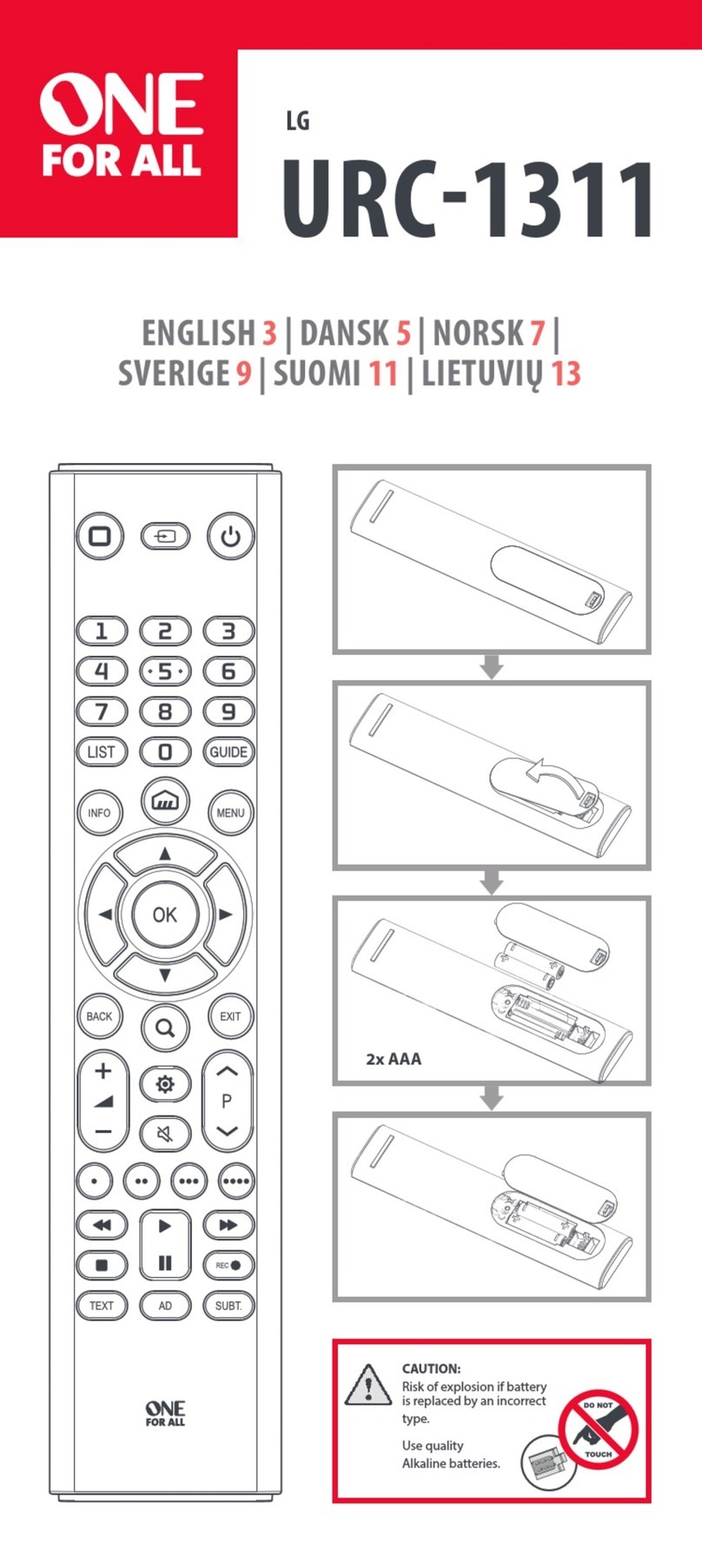 One Forall LG URC-1311 User manual