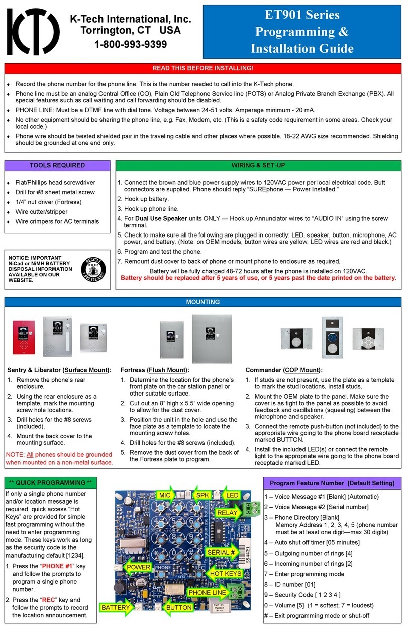 K-Tech ET901 Series Programming and installation guide