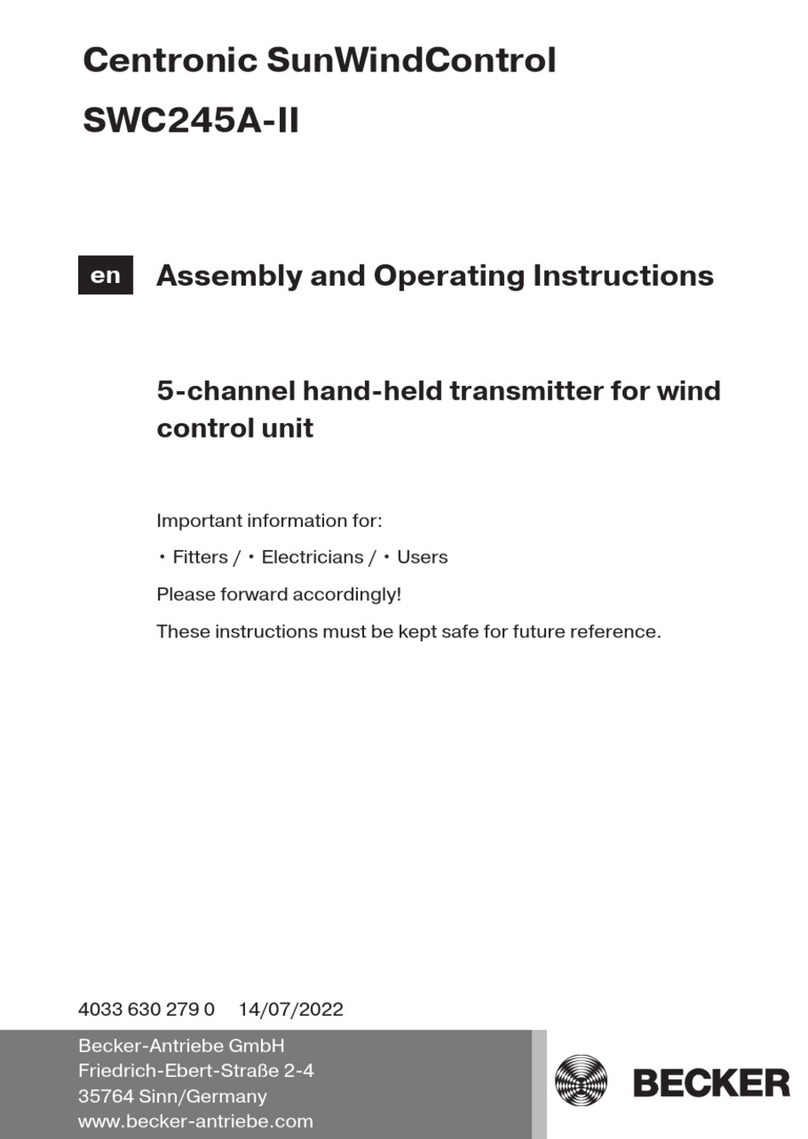 Becker Centronic SunWindControl SWC245A-II Assembly and operating instructions