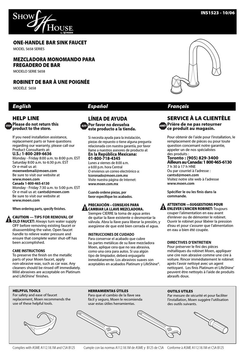 Moen SHOW HOUSE S658 Series manual
