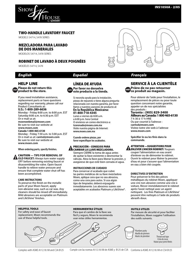 Moen SHOW HOUSE S4714 Series manual Moen SHOW HOUSE S4714 Series manual