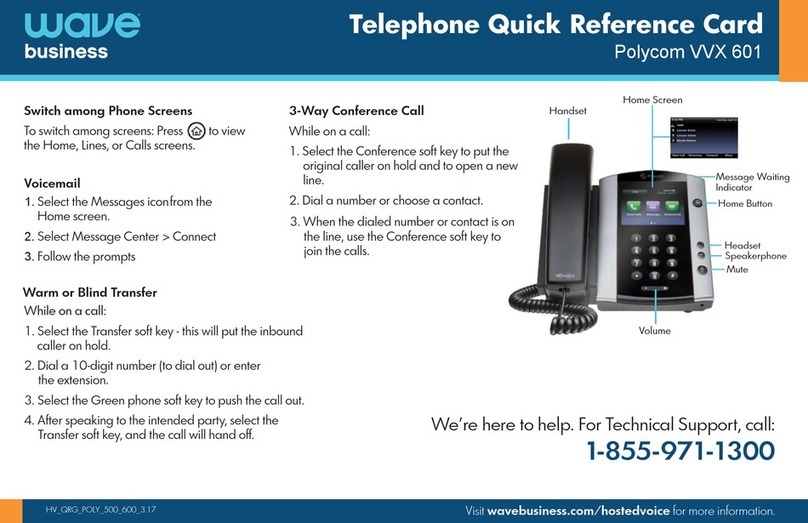 Polycom VVX 601 Quick reference card