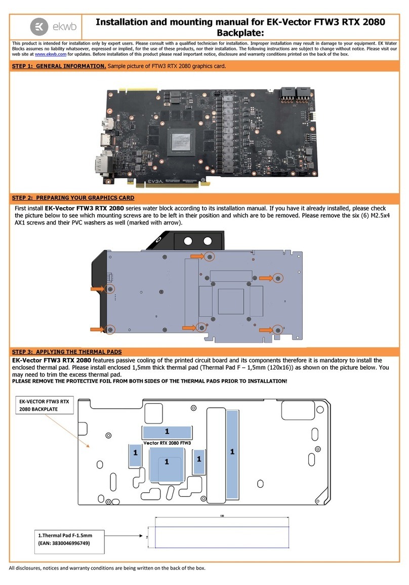 ekwb EK-Vector FTW3 RTX 2080 Ti Installation and mounting manuals