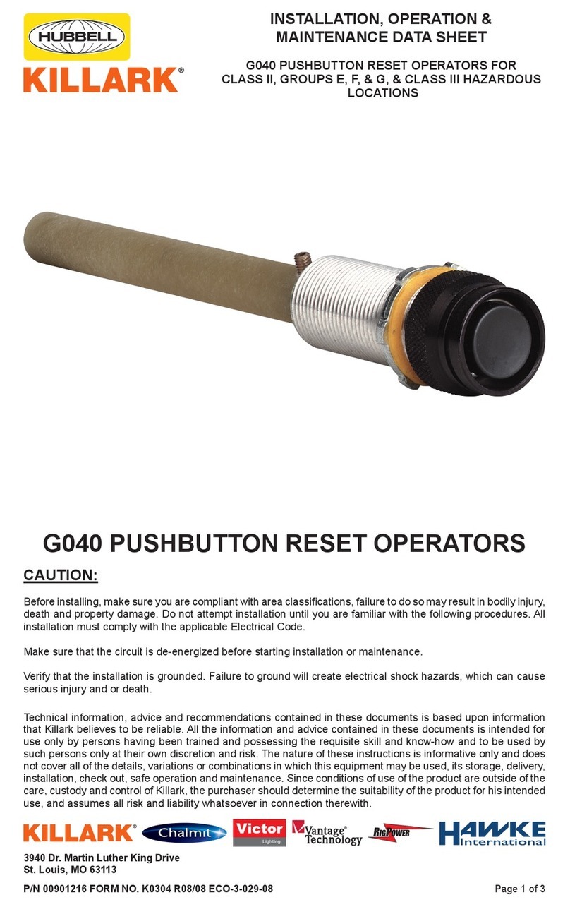 Hubbell G040 INSTALLATION, OPERATION & MAINTENANCE DATA SHEET