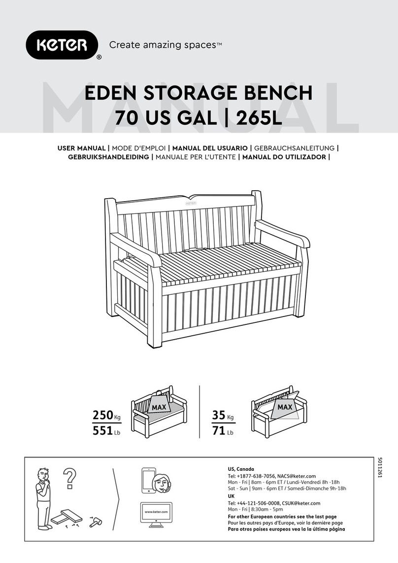 Keter EDEN STORAGE BENCH 70 US GAL User manual