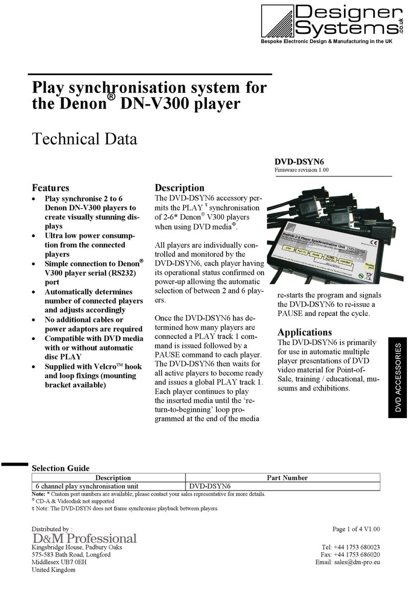 Designer Systems DVD-DSYN6 Technical data
