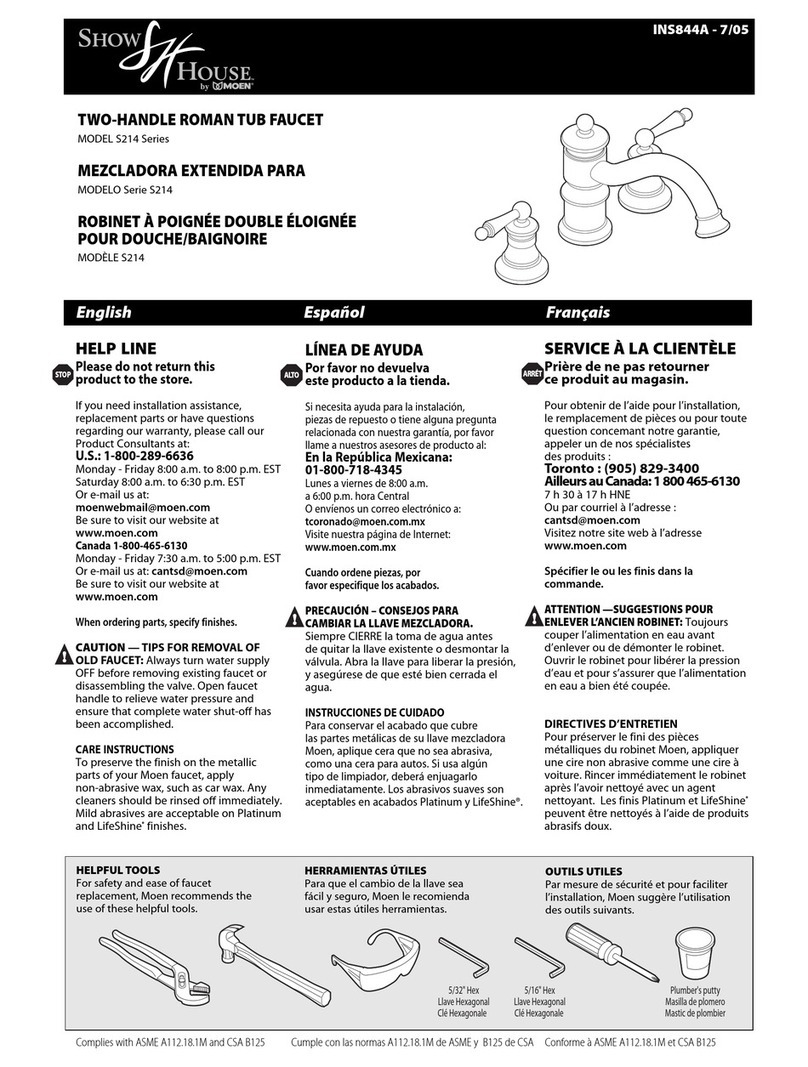 Moen SHOW HOUSE S214 Series User manual