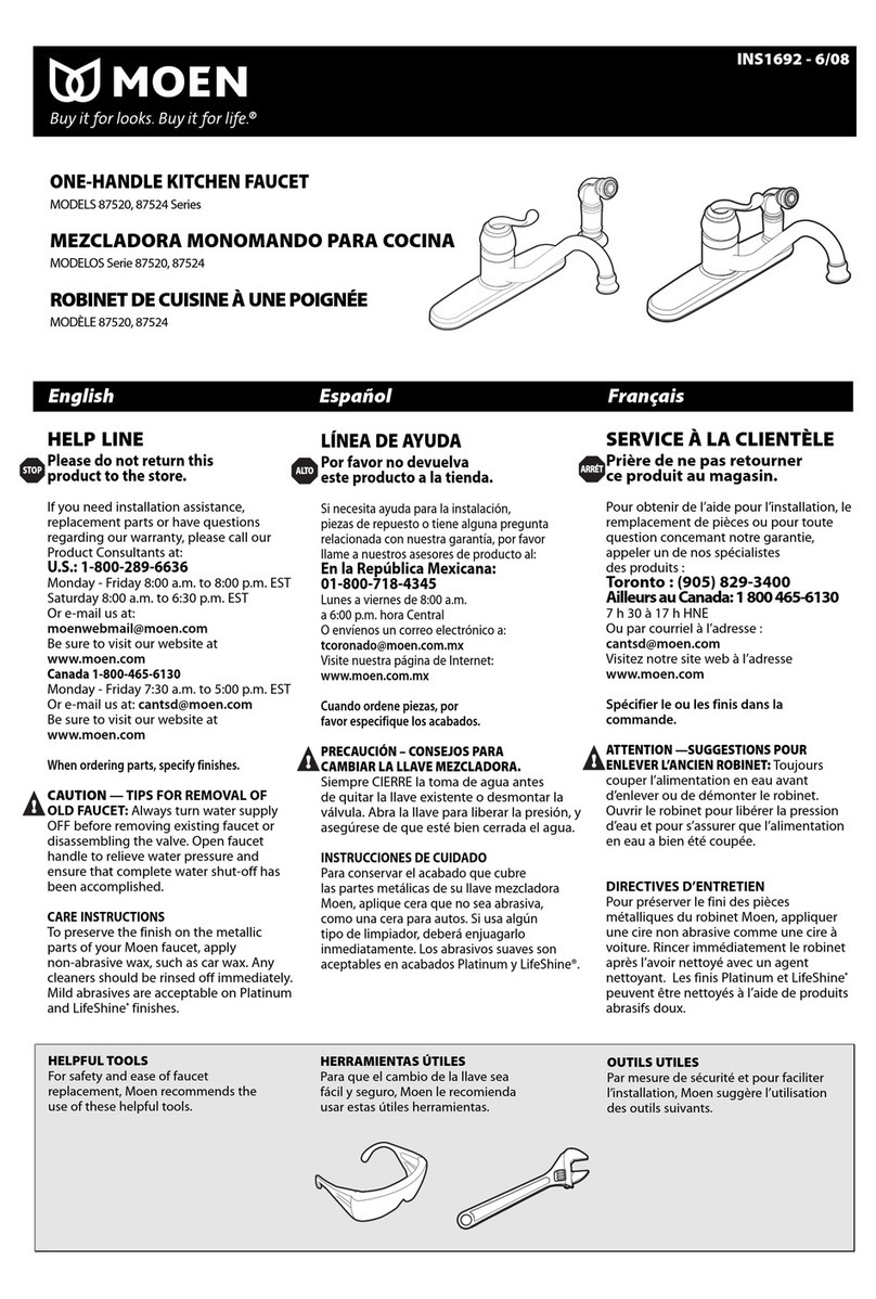 Moen 87520 Series manual Moen 87520 Series manual