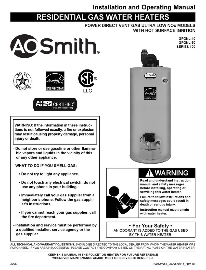 A.O. Smith ProLine XE GPDNL-40 Series Installation and operating manual