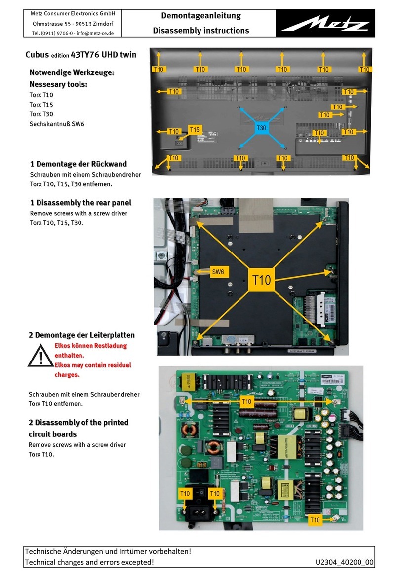 Metz Cubus edition 43TY76 UHD twin Installation instructions Metz Cubus edition 43TY76 UHD twin Installation instructions