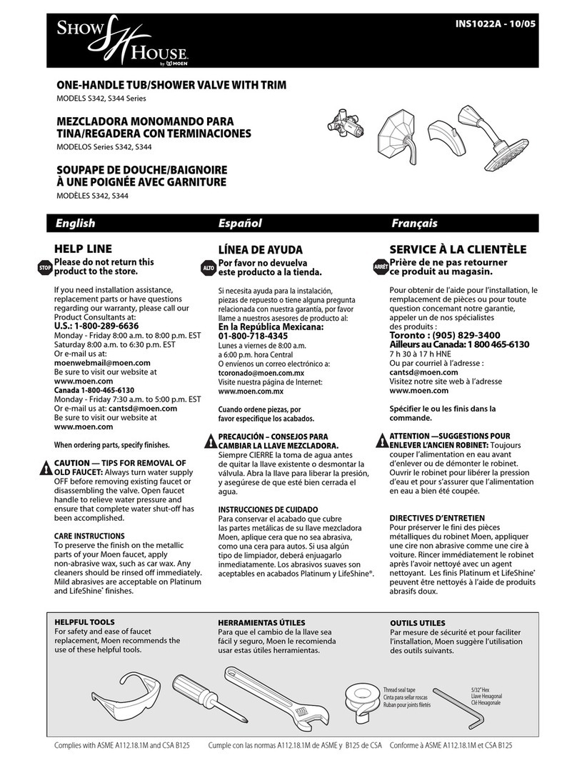 Moen Show House S342 Series User manual