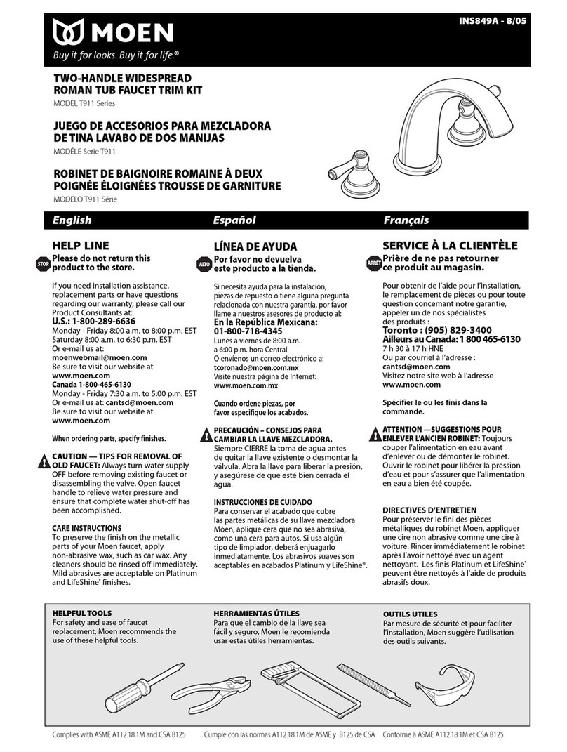 Moen T911 Series User manual