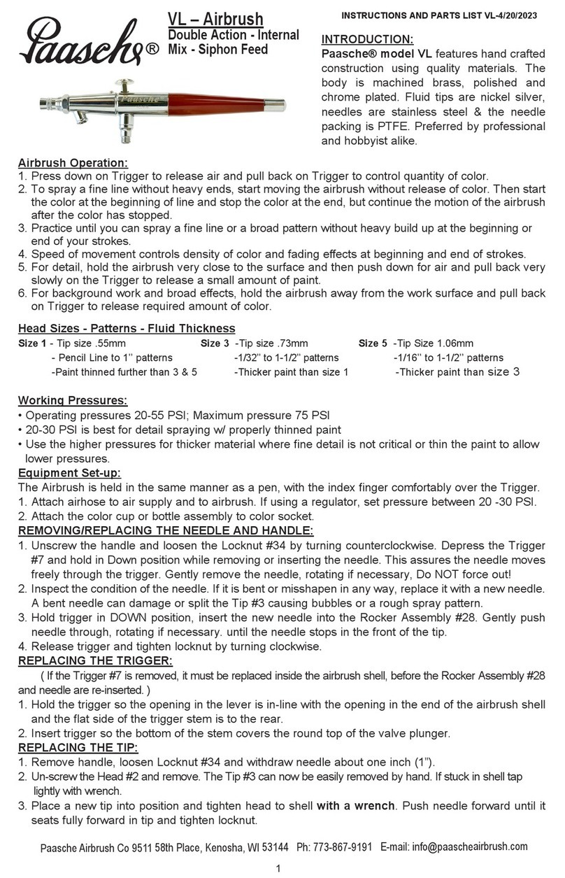 paasche VL Series Instructions and parts