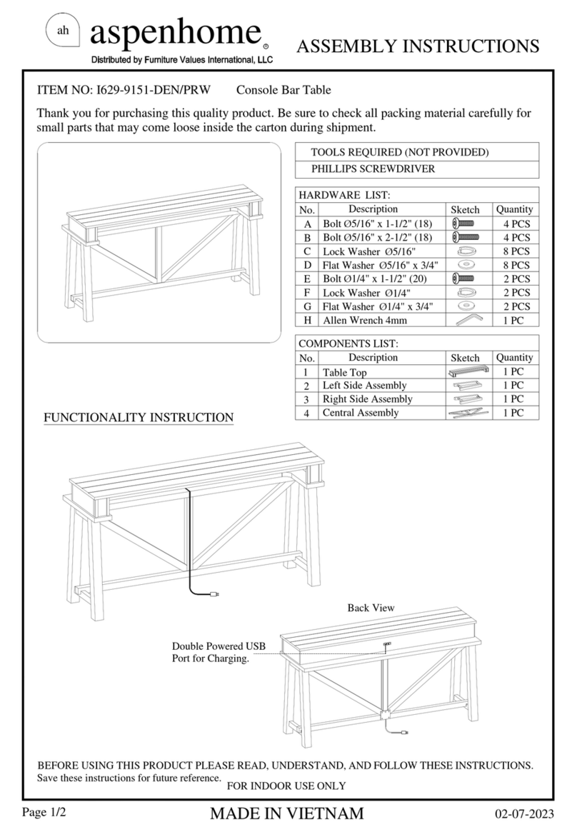 aspenhome I629-9151-DEN/PRW User manual aspenhome I629-9151-DEN/PRW User manual