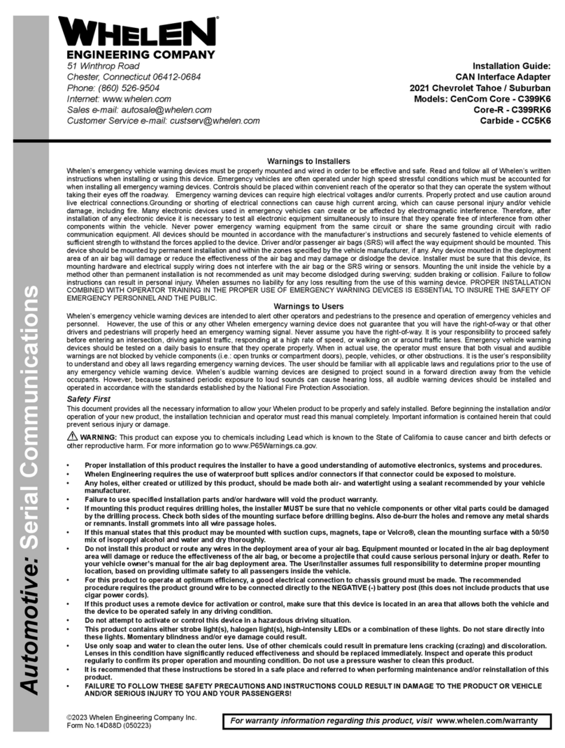 Whelen Engineering Company CenCom Core installation guide