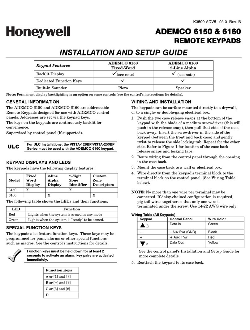 Honeywell 6150 - Ademco Fixed - Display Keypad Assembly instructions