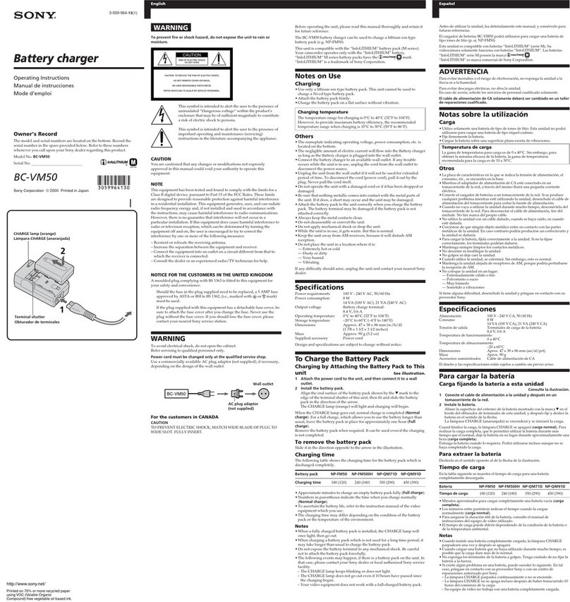 Sony BC-VM50 operating instructions