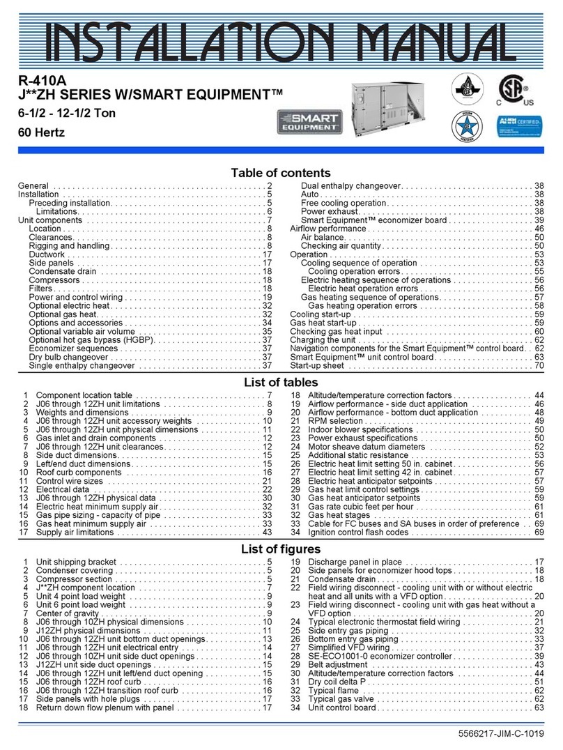Johnson Controls J ZH Series User manual