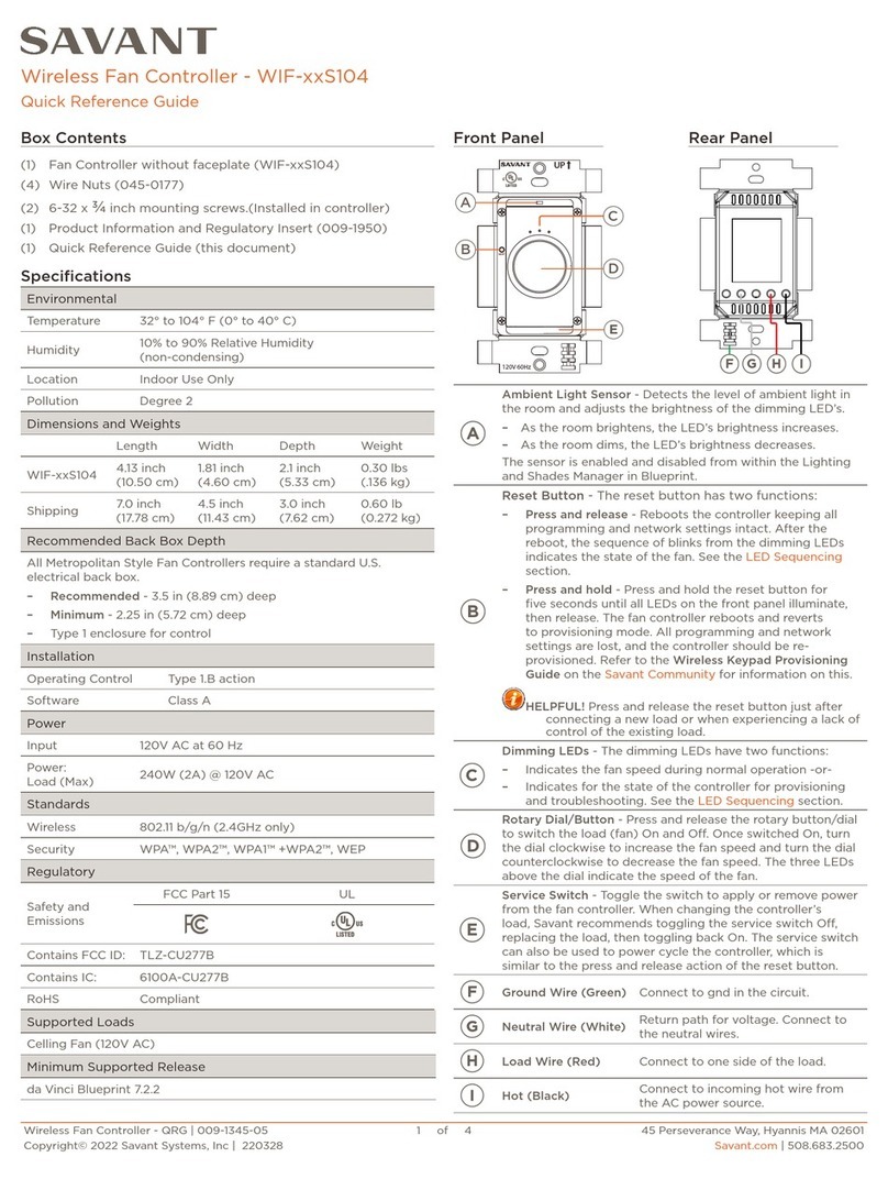 Savant WIF S104 Series User manual