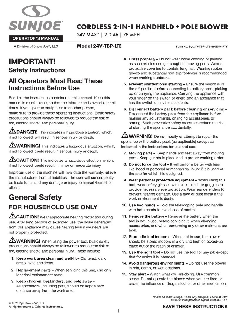 SNOWJOE SUNJOE 24V-TBP-LTE User manual