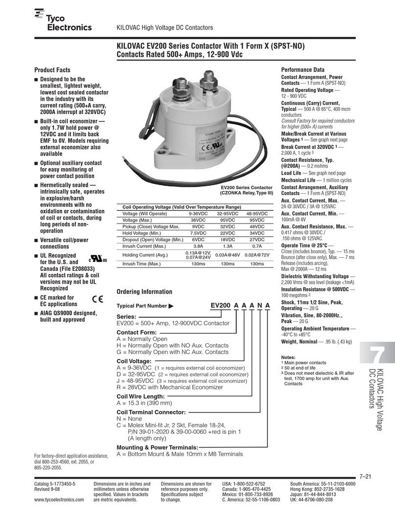 Tyco Electronics KILOVAC EV200 Series User manual Tyco Electronics KILOVAC EV200 Series User manual