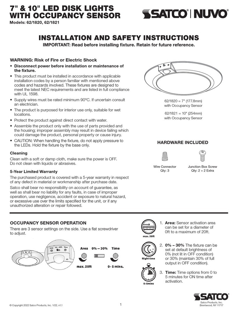 Satco NUVO 62/1820 Installation and safety instructions