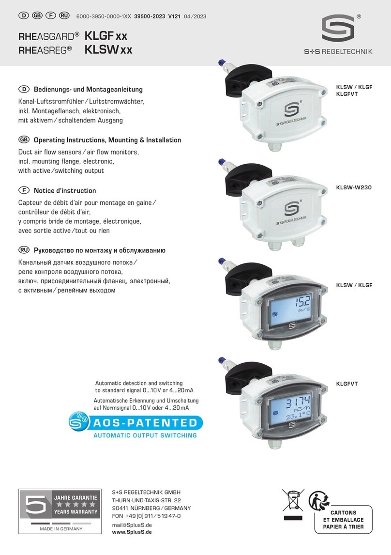 S+S Regeltechnik RHEASGARD KLGF Series Operating Instructions, Mounting & Installation S+S Regeltechnik RHEASGARD KLGF Series Operating Instructions, Mounting & Installation