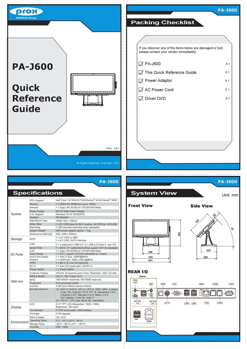 protech prox PA-J600 Quick reference guide