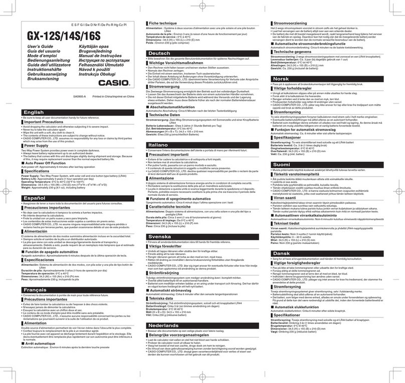 Casio GX-12S User manual