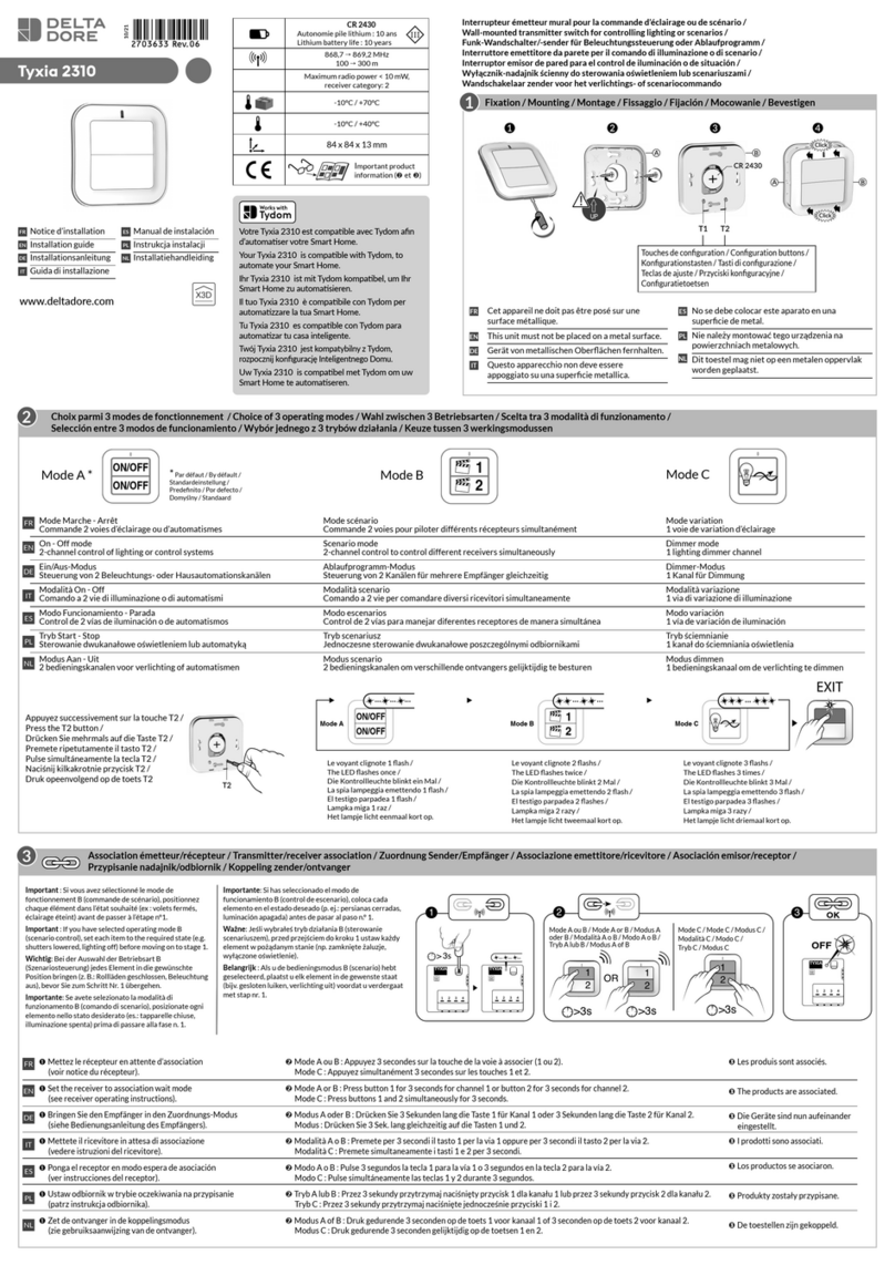 DELTA DORE Tyxia 2310 installation guide