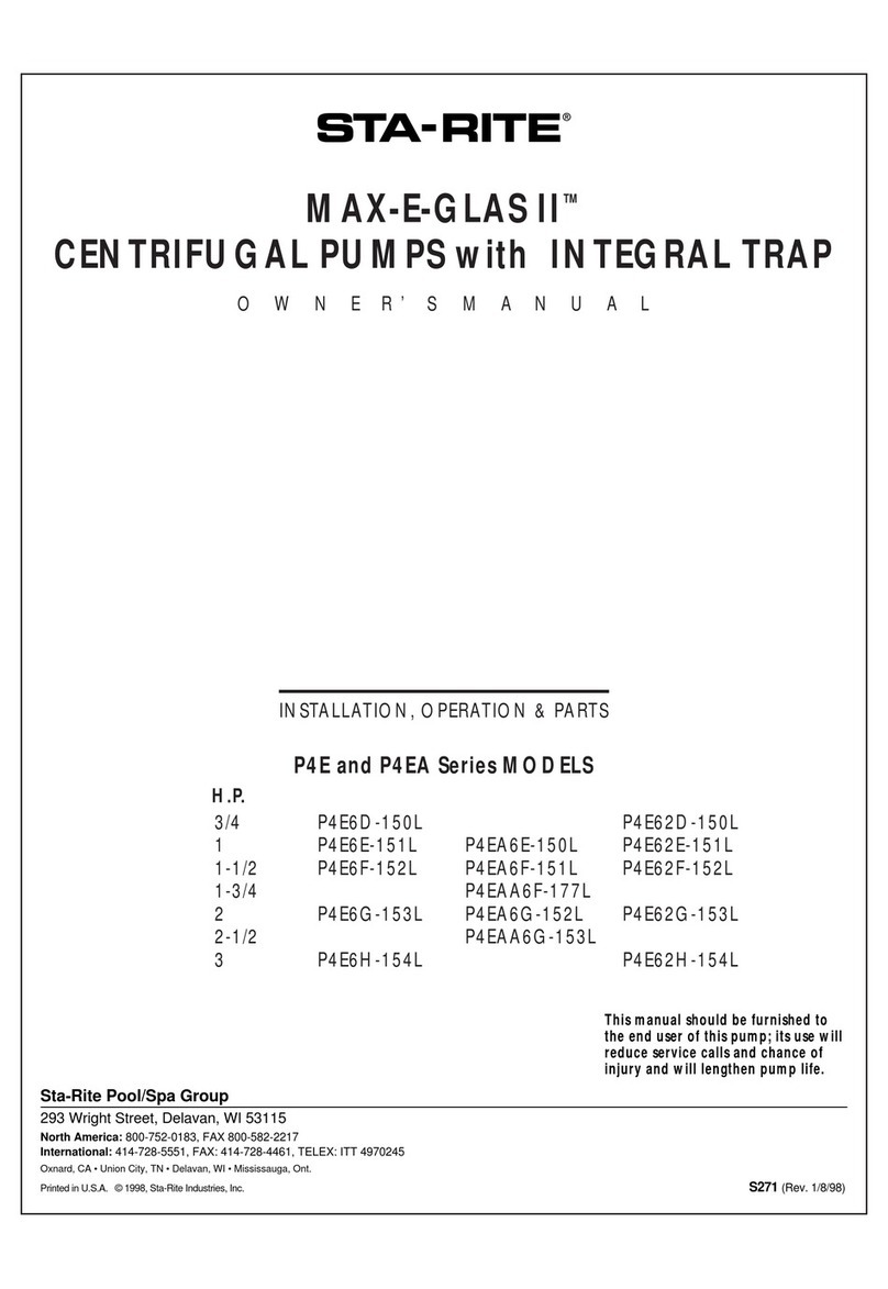 STA-RITE MAX-E-GLAS II P4E6D-150L owner's manual STA-RITE MAX-E-GLAS II P4E6D-150L owner's manual