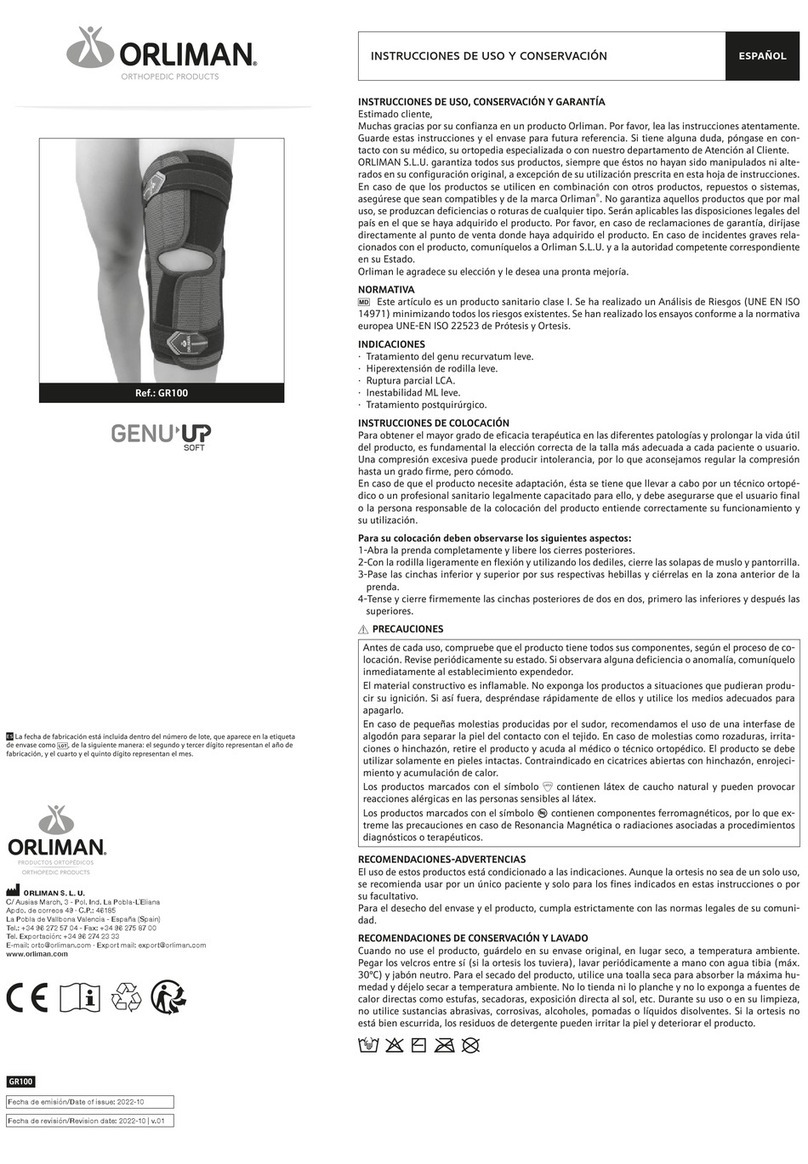 Orliman GENU UP GR100 Use and maintenance instructions