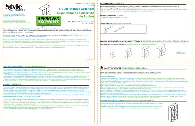 Style selections CL22-11ST8-W User manual Style selections CL22-11ST8-W User manual