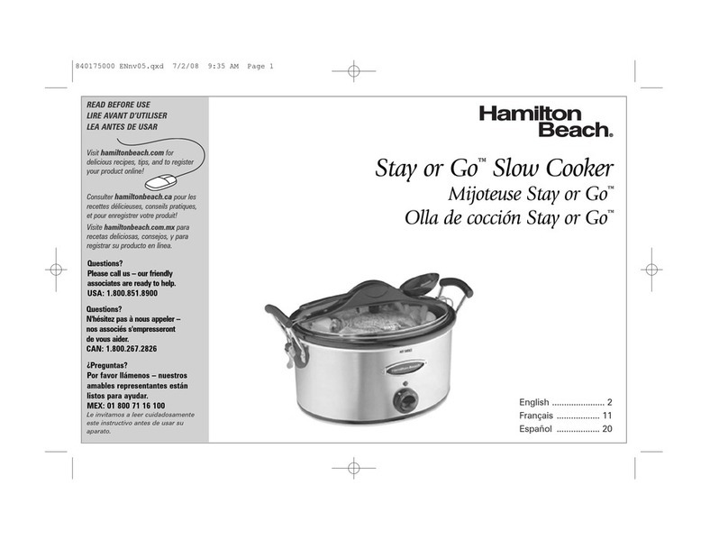 Hamilton Beach Stay or Go 33163TC manual