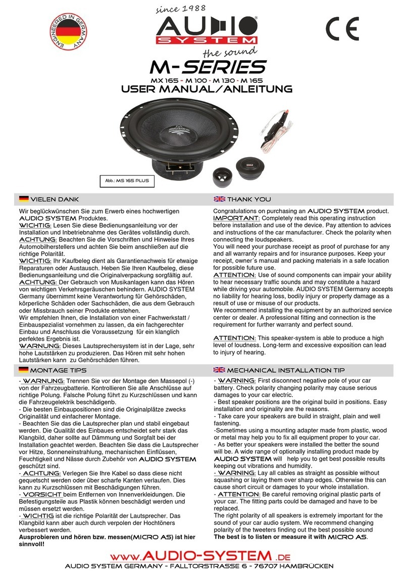 Audiosystem M 100 User manual
