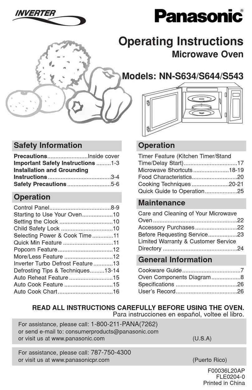 Panasonic inverter NN-S634 operating instructions