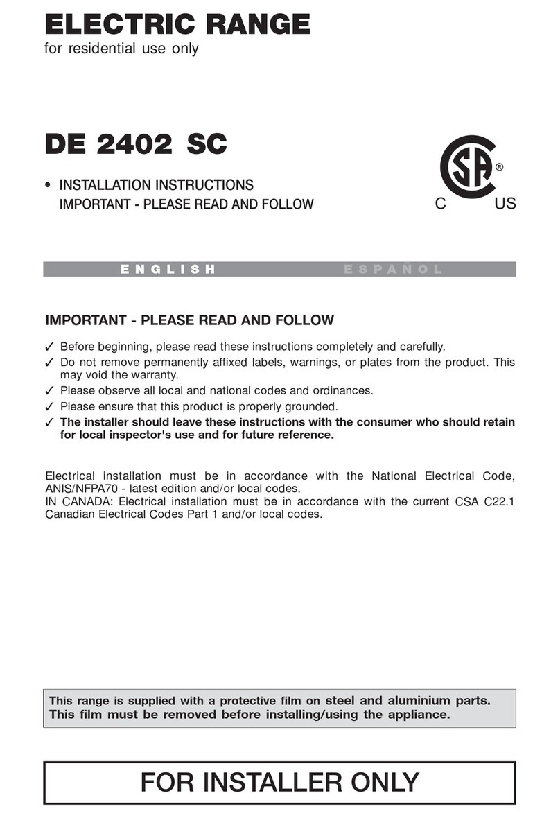Avanti DE 2402 SC installation instructions
