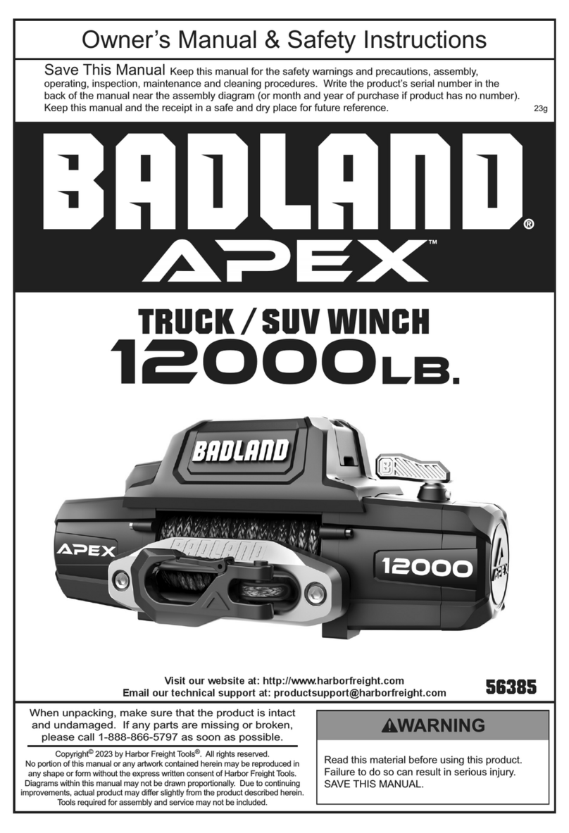 Harbor Freight Tools BADLAND APEX 12000 Owner's manual & safety instructions