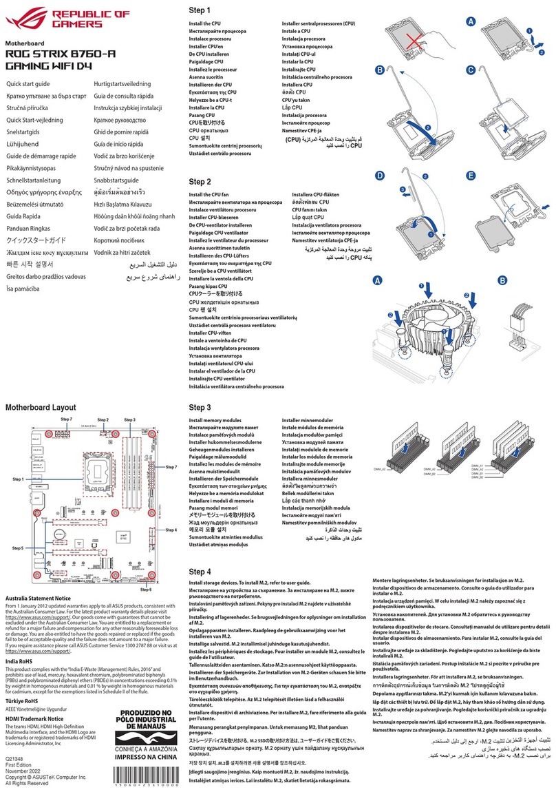 REPUBLIC OF GAMERS ROG STRIX B760-A GAMING WIFI D4 quick start guide