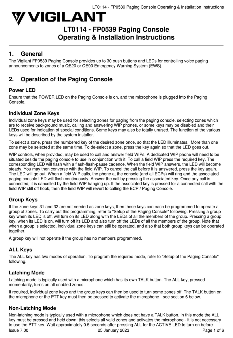 Vigilant FP0539 Operating & installation instructions Vigilant FP0539 Operating & installation instructions