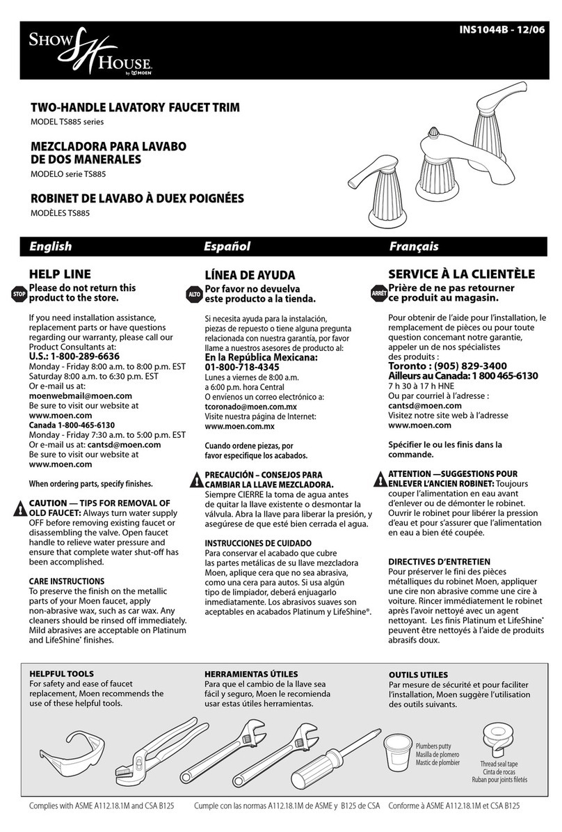 Moen ShowHouse TS885 Series User manual