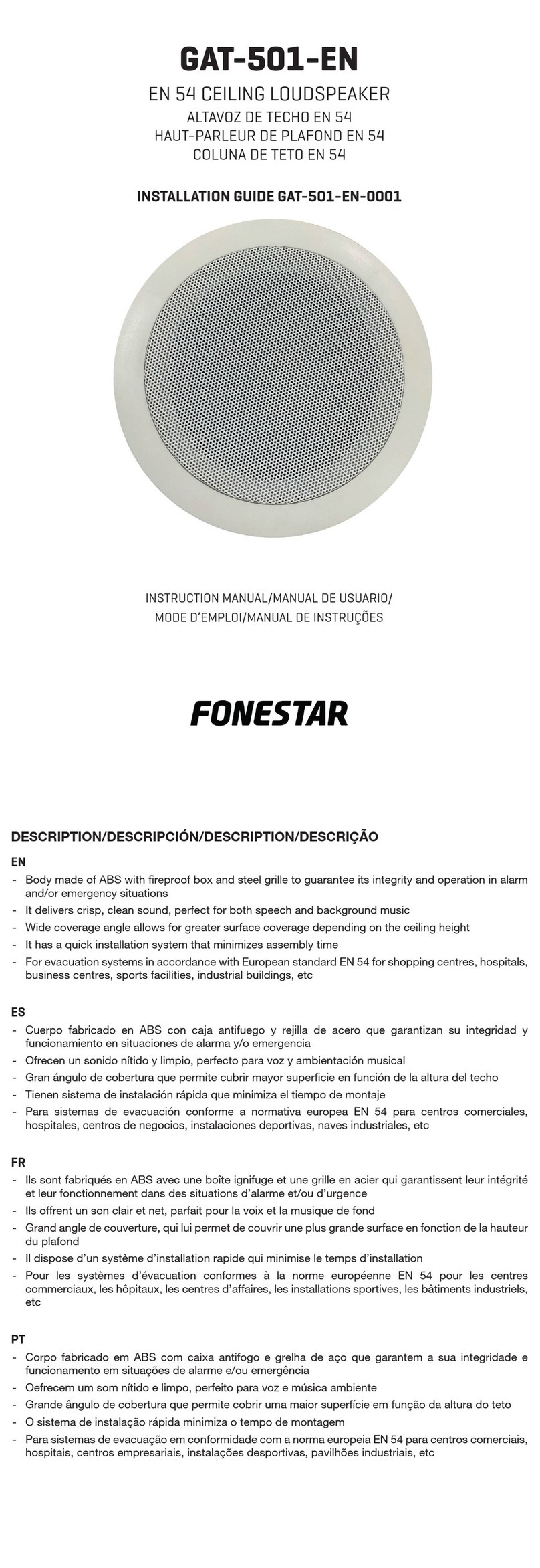 FONESTAR GAT-501-EN installation guide