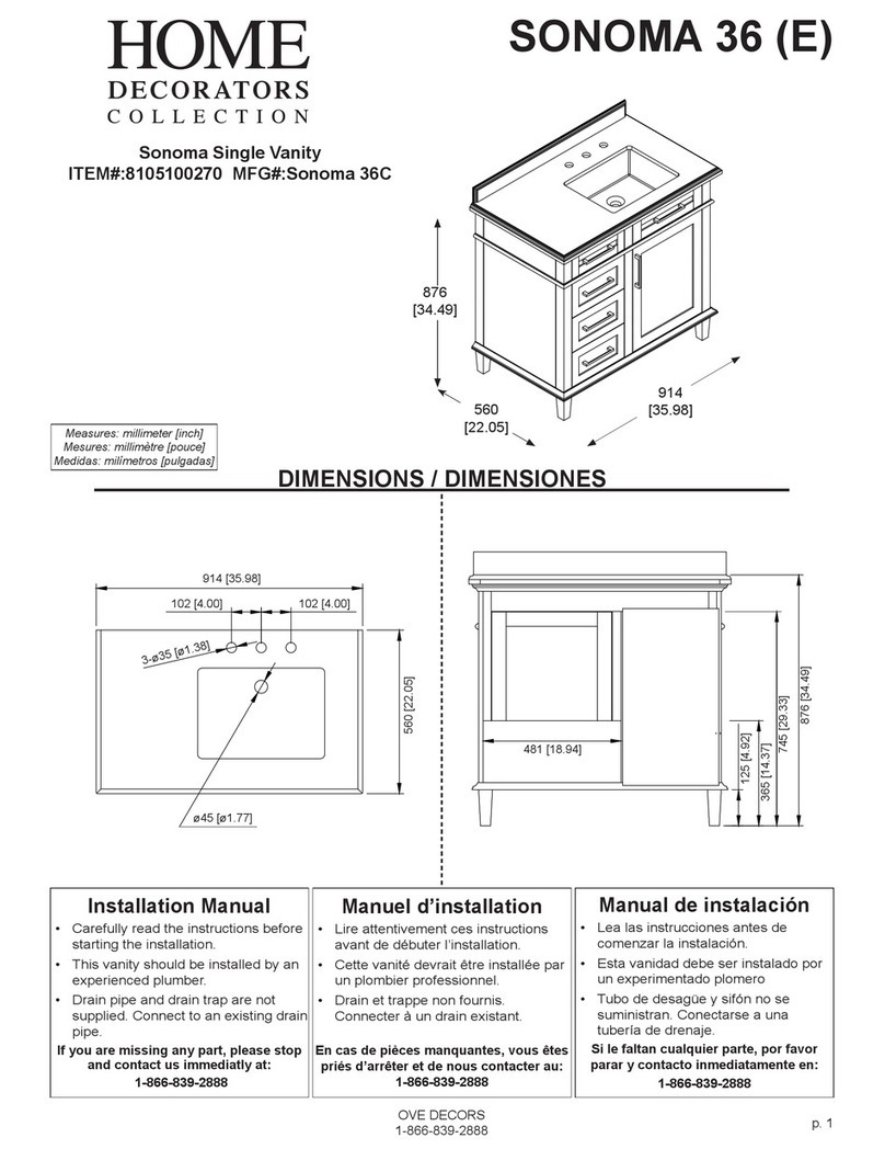 Home Decorators Collection SONOMA 36 E installation manual