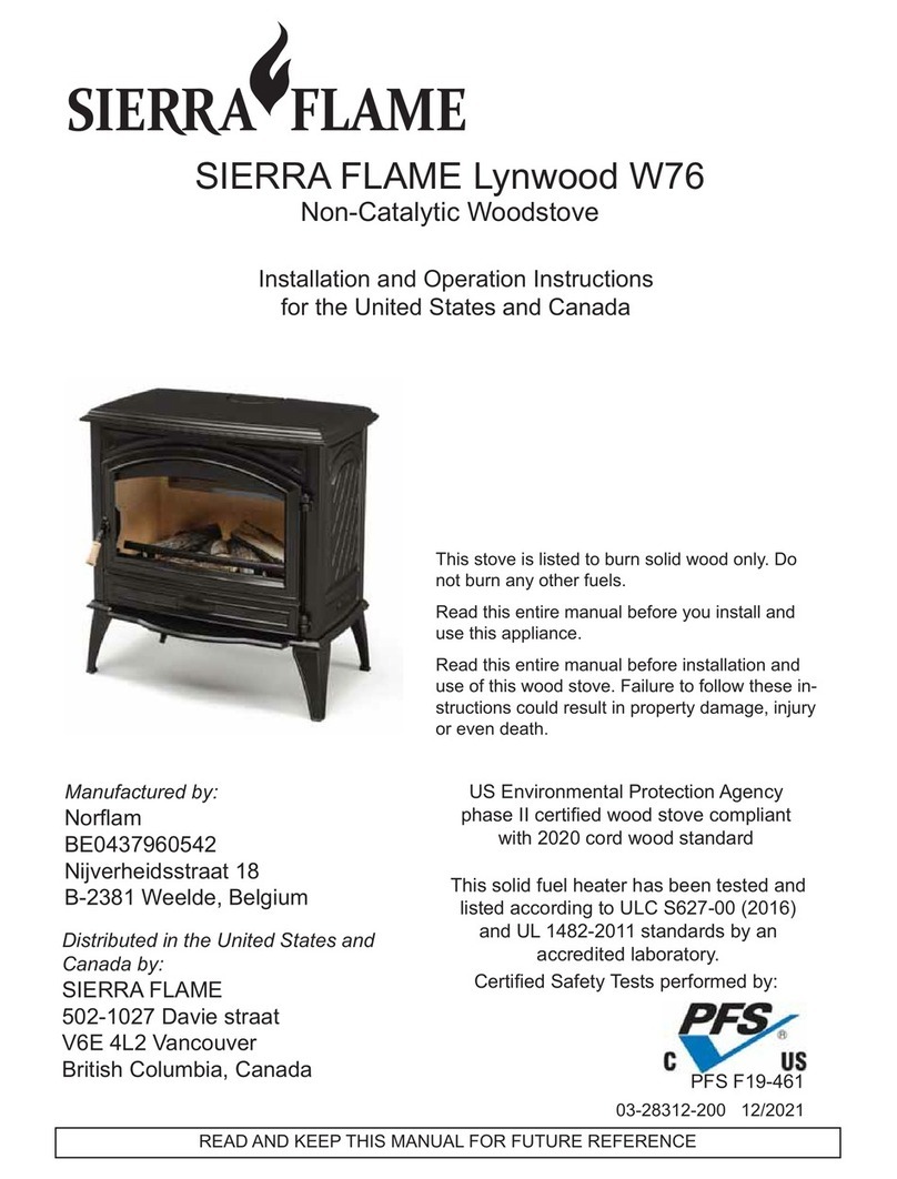 Sierra Flame Lynwood W76 Installation and operation instruction