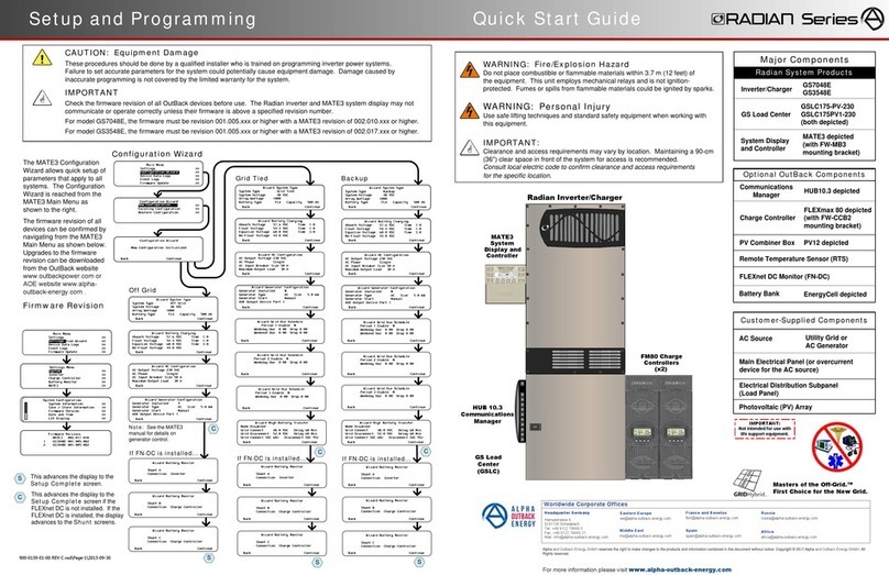 Alpha Outback Energy Radian Series quick start guide